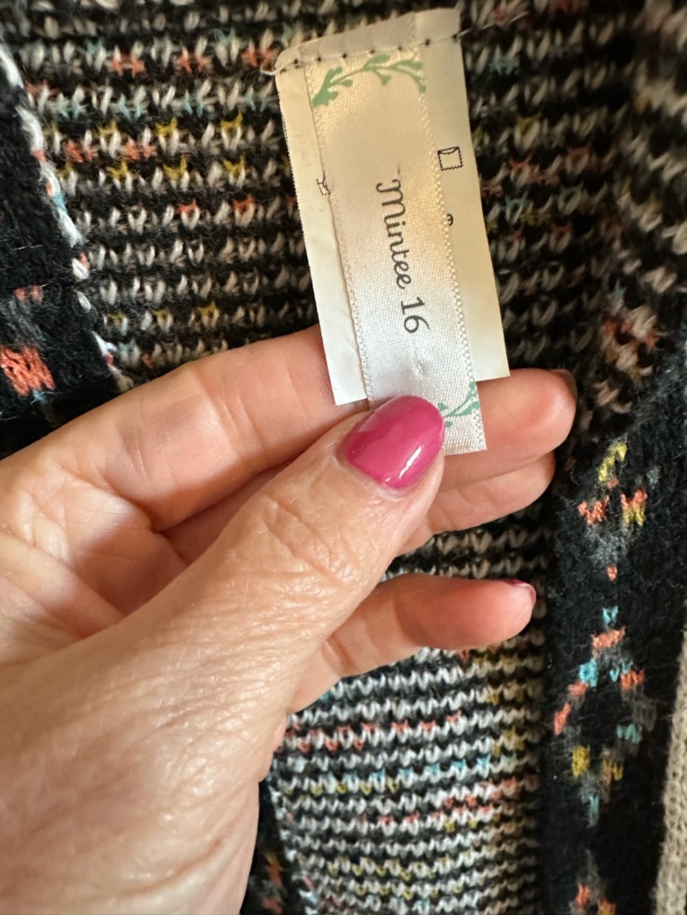 Aztec Southwest Cardigan Sweater Hooded Open Front Boho Western L/XL - Picture 5 of 6